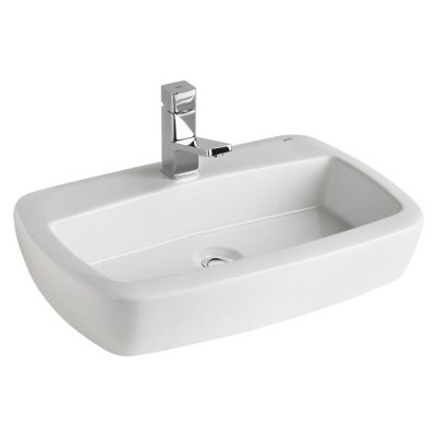 Lavoar pe blat alb 60 cm, cu orificiu baterie, Gala Eos