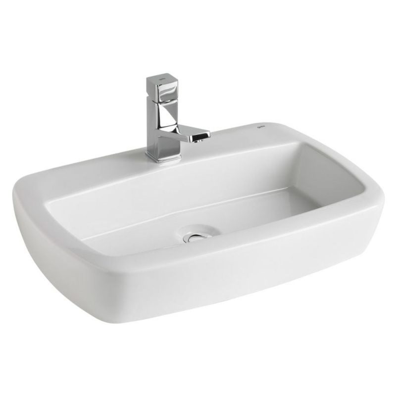 Lavoar pe blat alb 60 cm, cu orificiu baterie, Gala Eos