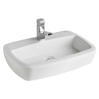 Lavoar pe blat alb 60 cm, cu orificiu baterie, Gala Eos