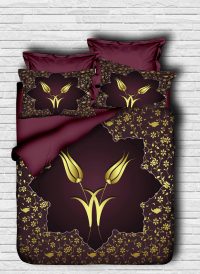 Lenjerie de pat dubla, L'essentiel Maison, 141, Maroon / Gold