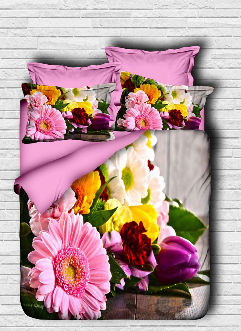 Lenjerie de pat dubla, L'essentiel Maison, 143, Pink / Yellow / Purple / White