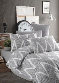 Lenjerie de pat pentru o persoana Single XXL (DE), L'essentiel Maison, Olivia, Gri/Alb
