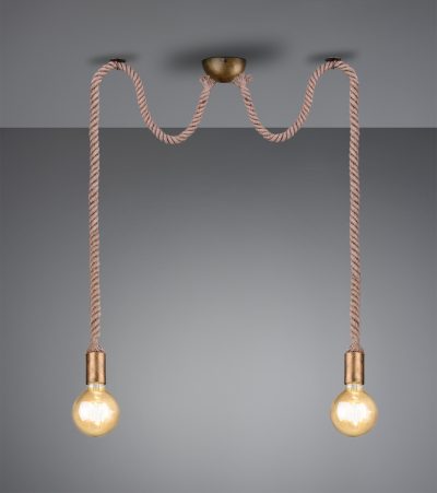 Lustra Rope, TRIO, 12x150 cm, 60W, 2x E27, metal, bronz antic