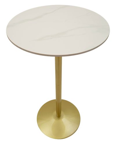 Masa de bar, Mauro Ferretti, Simply, 60x103 cm, metal/imitatie de marmura, auriu/alb