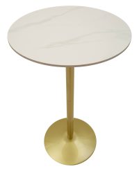 Masa de bar, Mauro Ferretti, Simply, 60x103 cm, metal/imitatie de marmura, auriu/alb