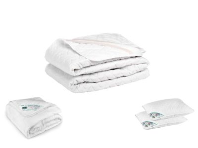 Pachet 1 Protectie pentru saltea HypoallergenicMed, 140x200 + Pilota de vara HypoallergenicMed, 180x200 + 2 Perna HypoallergenicMed, 50x70
