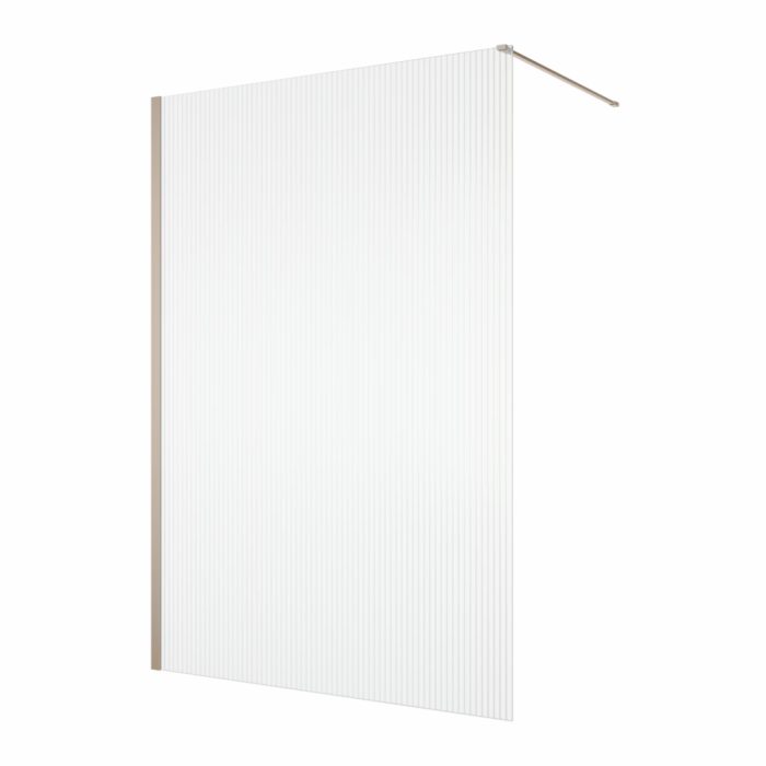 Paravan dus cu sticla riflata walk-in 80x200 cm, champagne metal, 8 mm, Ronal Lina