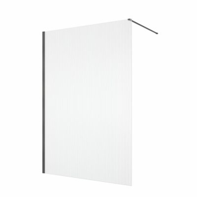 Paravan dus cu sticla riflata walk-in 80x200 cm, gun metal periat, sticla 8 mm, Ronal Lina