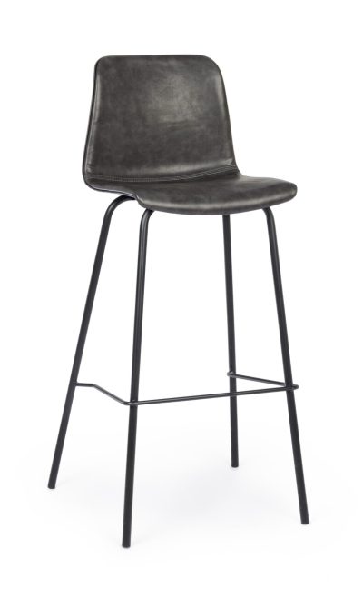 Scaun de bar Kyra, Bizzotto, piele ecologica, 39x44x103.5 cm, gri