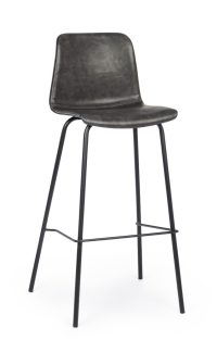 Scaun de bar Kyra, Bizzotto, piele ecologica, 39x44x103.5 cm, gri