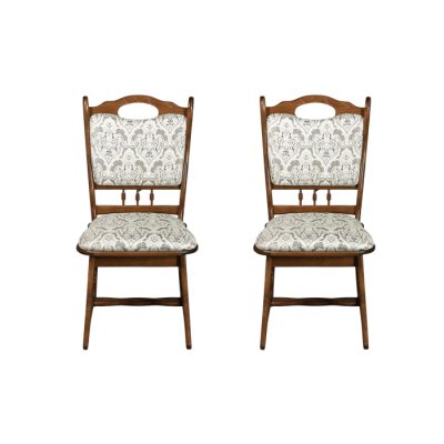 Set 2 scaune living FLANDER, cadru nuc + stofa print 02, 50x48x95 cm