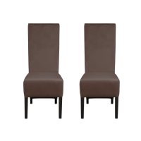 Set 2 scaune living VANESSA, picioare lemn wenge, stofa maro, 47x60x110 cm