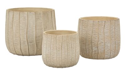 Set 3 ghivece Cachepot, Mauro Ferretti, 30.5x27 cm, ceramica, crem