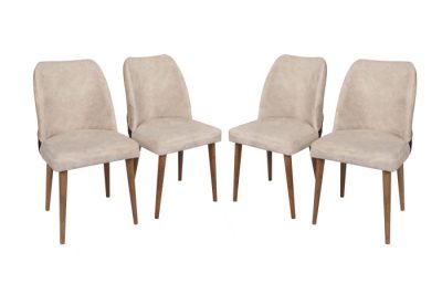Set 4 scaune NOVA, crem + nuc, 50x49x90 cm