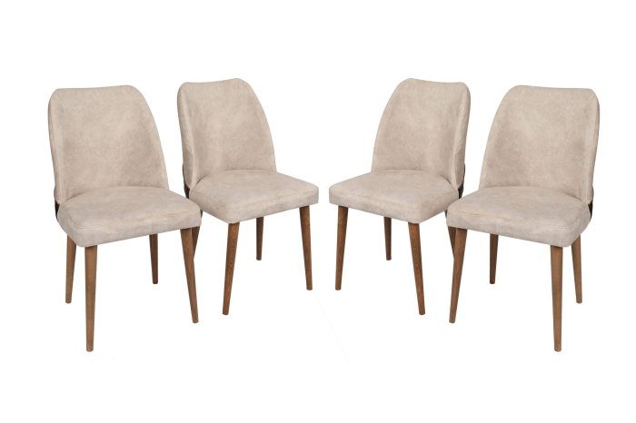 Set 4 scaune NOVA, crem + nuc, 50x49x90 cm