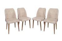 Set 4 scaune NOVA, crem + nuc, 50x49x90 cm