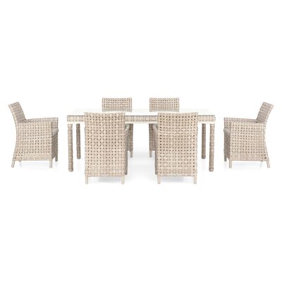 Set 6 scaune si masa pentru gradina/terasa Cielo, aluminiu/sticla securizata, gri