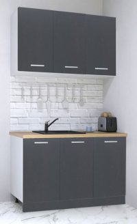 Set bucatarie GERMANIA 120 cm, 4 corpuri, blat gros, antracit