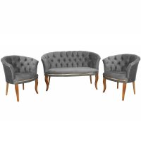 Set canapea si fotolii Milano Relax Homs textil gri