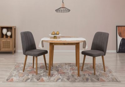 Set masa extensibila si scaune, 3 piese, Hanah Home, Vina 1501, Pin Atlantic / Antracit