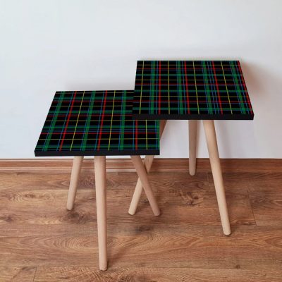 Set masute 2 piese, Hanah Home, 2Shp367, Negru / Verde / Roșu / Galben