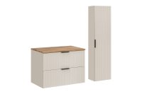 Set mobilier baie Adel Cashmere Wotan 80 cm HC, dulap inalt si masca lavoar, Comad, MDF/PAL, casmir