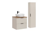 Set mobilier baie Adel Cashmere Wotan Smile 60 cm, dulap inalt si masca cu lavoar, Comad, MDF/PAL, casmir