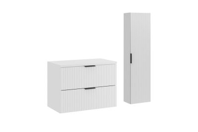 Set mobilier baie Adel White 80 cm HC, dulap inalt si masca lavoar, Comad, MDF/PAL, alb mat
