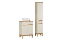 Set mobilier baie Bali Cashmere Wotan 60 cm HC, dulap inalt si masca cu lavoar, Comad, MDF/PAL, casmir