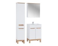 Set mobilier baie Bali White Lava 80 cm 841, dulap inalt, masca cu lavoar si cabinet cu oglinda, Comad, MDF/PAL, alb