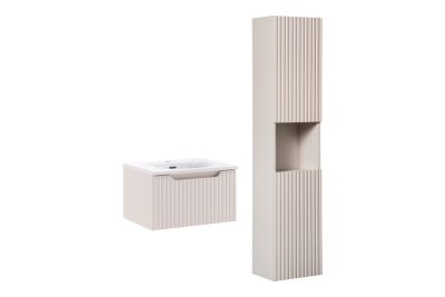 Set mobilier baie Nova Cashmere 50 cm HC, dulap suspendat si masca cu lavoar, Comad, MDF/PAL, casmir