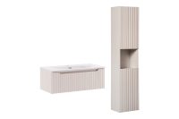 Set mobilier baie Nova Cashmere Sky 80 cm, dulap inalt si masca cu lavoar, Comad, MDF/PAL, casmir