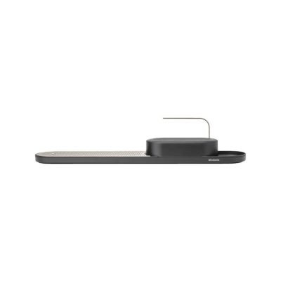 Set organizator chiuveta cu suport de uscare vase, Brabantia, SinkStyle Mineral, 75x13x15 cm, plastic/inox, gri inchis