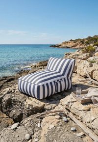 Sezlong Maris, Homla, 102x72x65 cm, poliester/spuma, alb/albastru