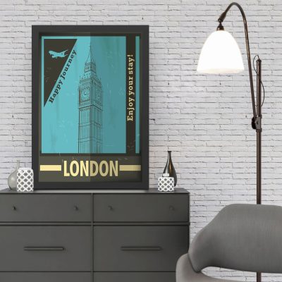Tablou decorativ, London 2 (55 x 75), Polistiren, Turcoaz/Negru
