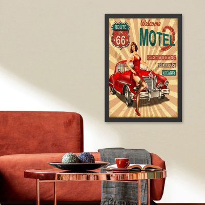 Tablou decorativ, Welcome Motel (40 x 55), Polistiren, Multicolor